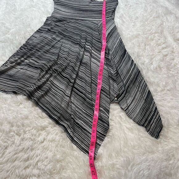 Ann Taylor Dress Strapless Jersey Stretch Cotton Stripe Asymmetrical Black White - Picture 6 of 9